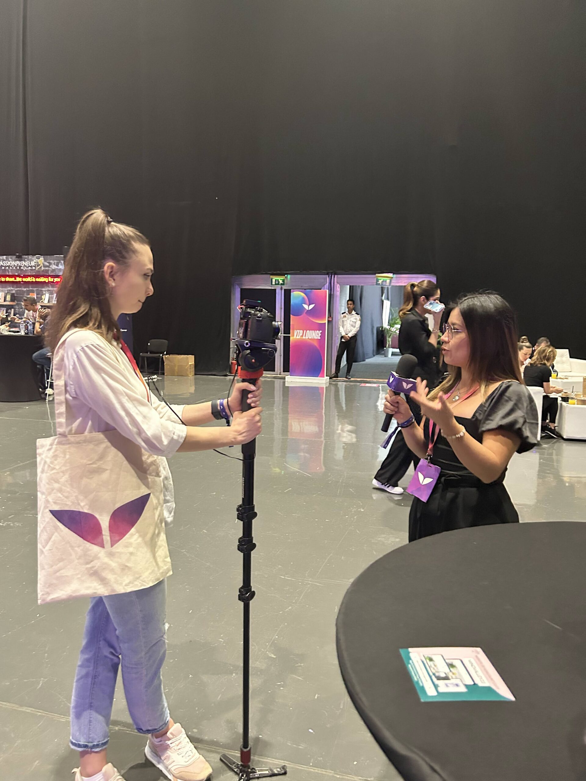 Natali Constante being interviewed at an event